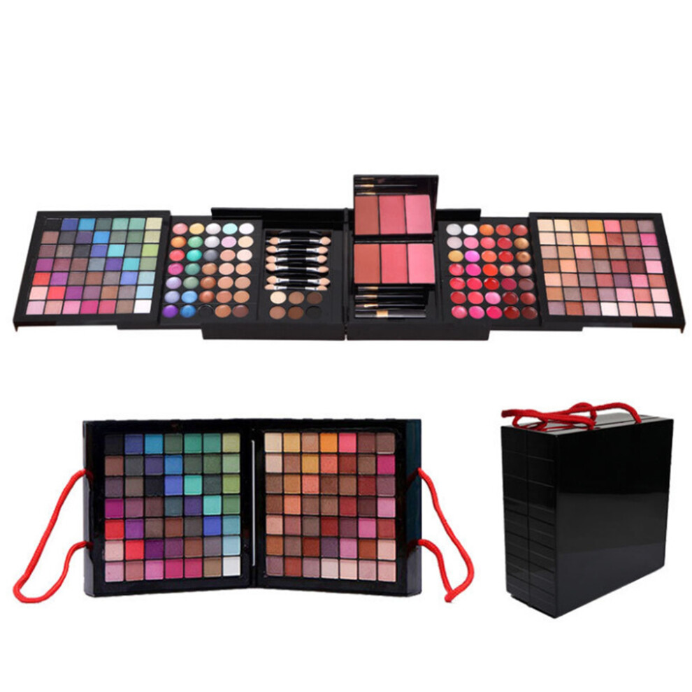 (22cm*21cm*10cm, Mixed Color) All In One Makeup Kit with Mirror 177 Colors Matte Shimmer Eyeshadow Palette Blush Lip Gloss Concealer Kit