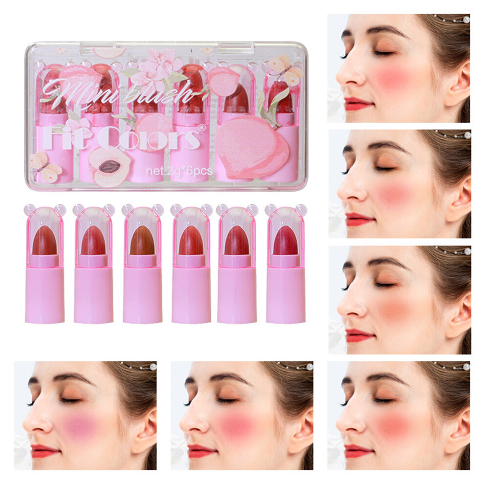 (12g, Pink Blush Set) 6 Colors Makeup Kit, Shiny Makeup Eyeshadow Matte Lipsticks Blush Cosmetics Gift Set