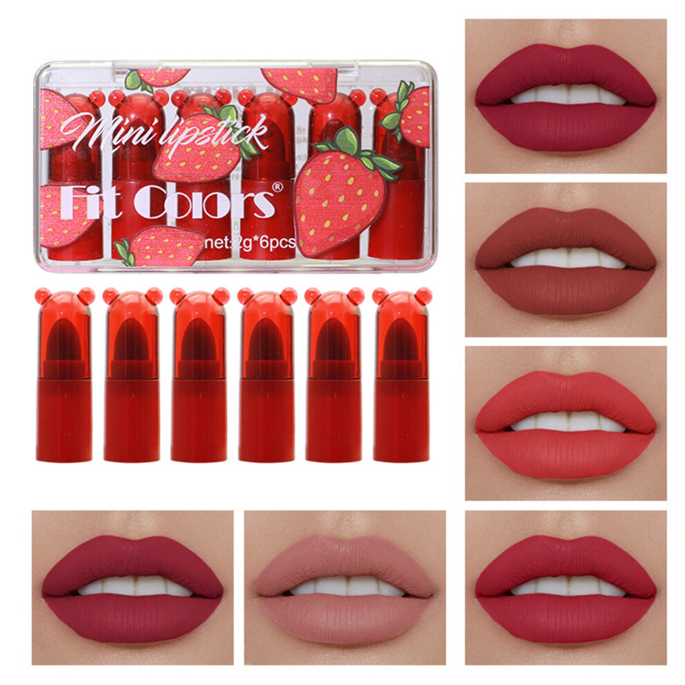 (12g, Red Lipstick Set) 6 Colors Makeup Kit, Shiny Makeup Eyeshadow Matte Lipsticks Blush Cosmetics Gift Set
