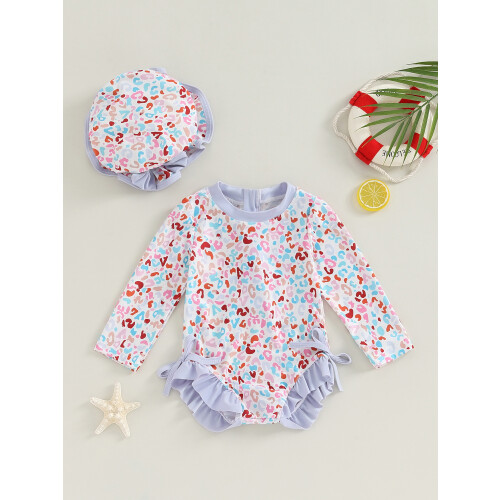 (9-12 Months, Purple) Μαγιό νήπια με με καπέλο 1
