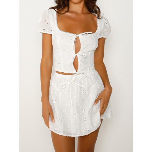 (M, White) Conjunto feminino: saia o verão. 2