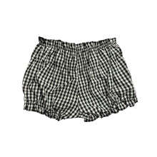 (S, Black) Short d'été à volants pour femme, imprimé à carreaux, taille élastique, idéal pour la plage, les soirées et le streetwear.