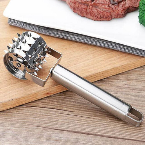 Stainless Steel Meat Tenderizer Tool with Ergonomic Roller Handle for Tenderizing Beef Fast