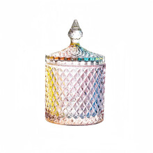 Glass Sugar Bowl with Lid and Spoon, 10 oz Colored Sugar Jar for Coffee Tea Kitchen Dining