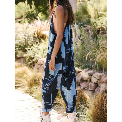 (XL, Dark Blue) Γυναικεία μακριά ολόσωμη φαρδιά τιράντες. 2