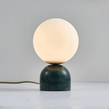 Green Modern Bedside Lamp with Marble Base and Glass Shade, Small Table Lamp for Bedroom