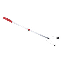 Trash Grabber Garbage Picker with Red Handle, Ergonomic Grip, Long Reach for Garden and Market