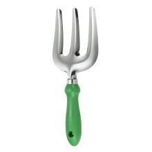 Stainless Steel Garden Hand Fork with Ergonomic Comfort Grip for Easy Weed Removal, Green