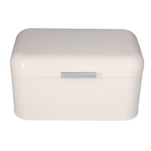 Large Vintage White Metal Bread Box with Spacious Storage and Airtight Secure Lid