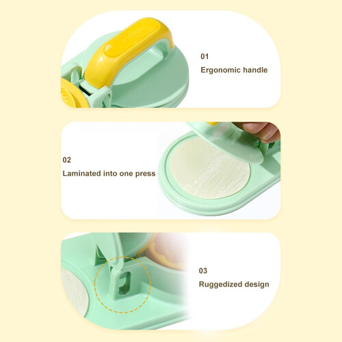 Dumpling Maker Set with Durable Mold, Ergonomic Handle for Easy DIY Buns, Pies, Waffles, 2pcs Green 2