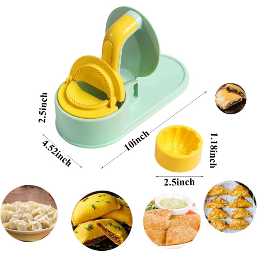 Dumpling Maker Set with Durable Mold, Ergonomic Handle for Easy DIY Buns, Pies, Waffles, 2pcs Green 1