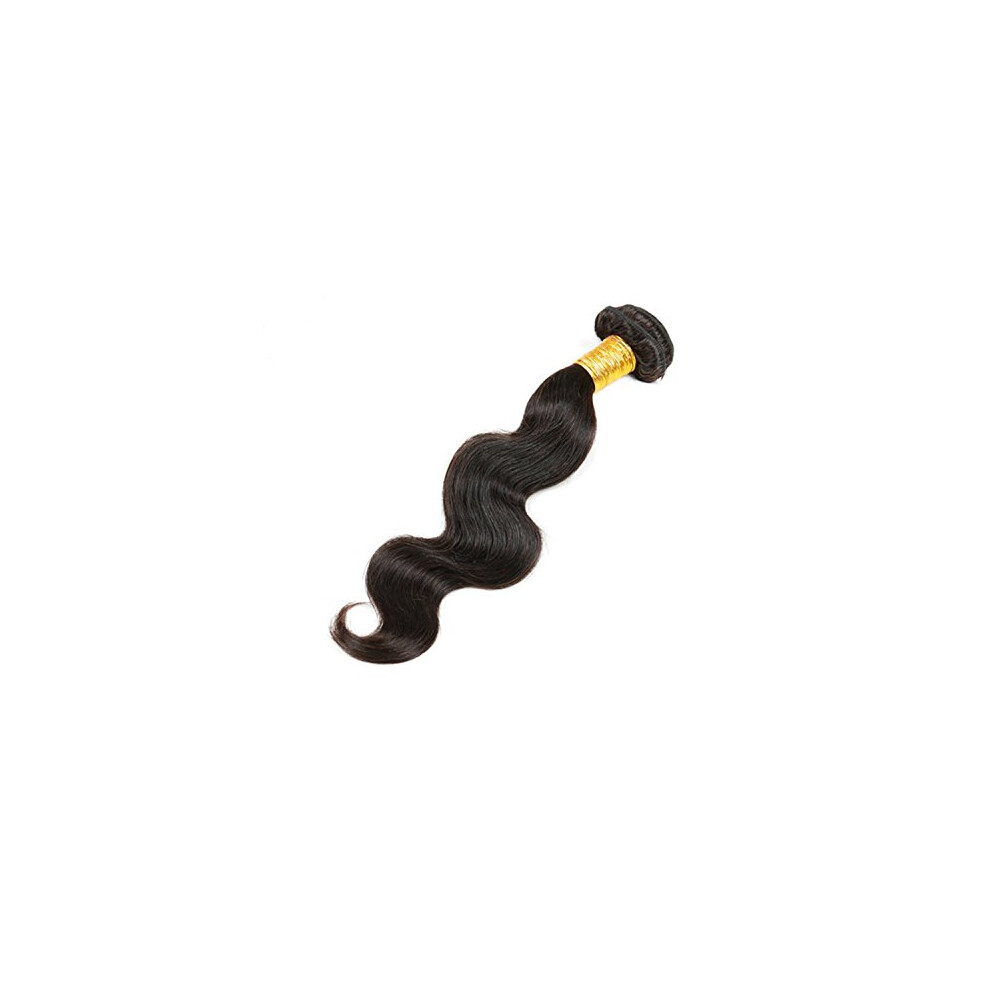 Unisex Black Brazilian Body Wave Hair Extensions 12 Inch Natural Virgin Human Hair Weft 100G Tangle