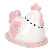 Ceramic Butter Dish with Lid Airtight Vintage Chick Design Sturdy Easy Clean Kitchen Storage
