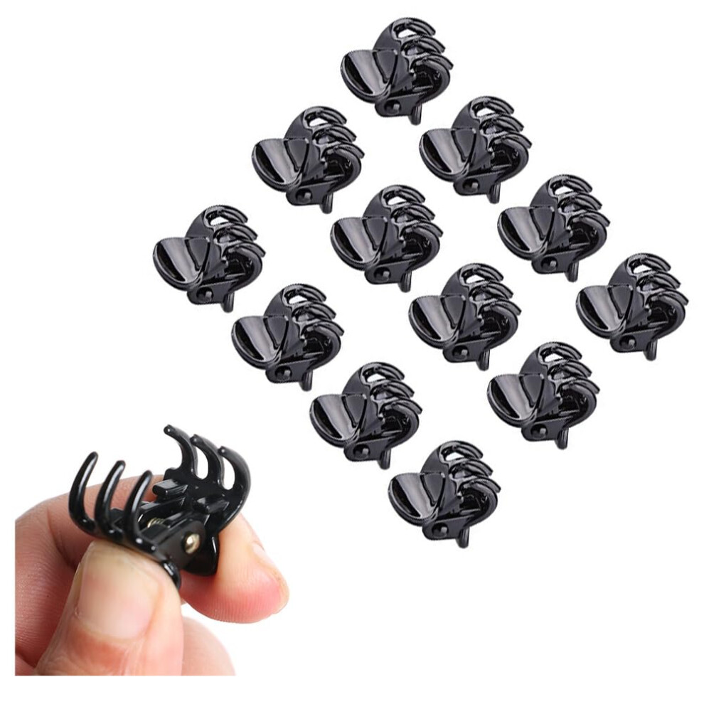 12pcs Mini Black Hair Claw Clips with Secure Gentle Grip for Styling and Sectioning
