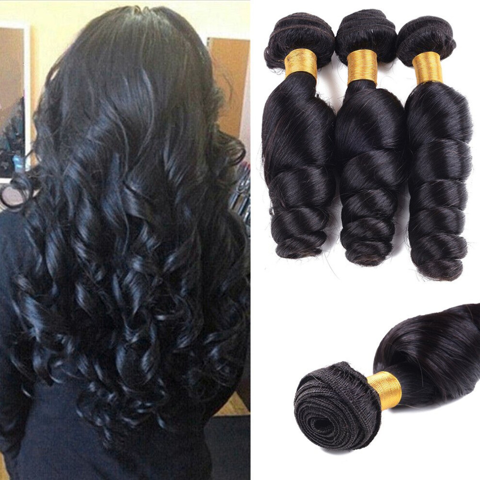 Brazilian Loose Wave Hair Extensions 3 Bundles Virgin Human Hair Weave 12 14 16 Inch 1B