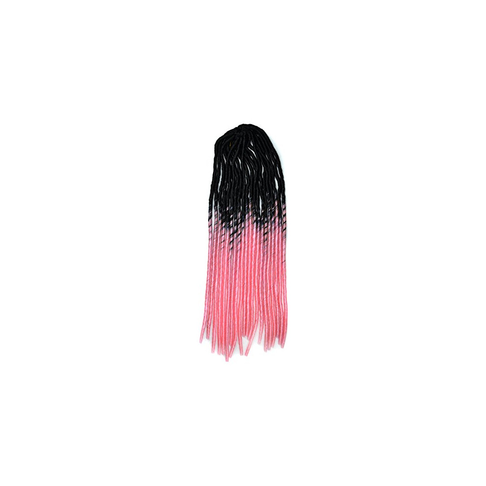Unisex Pink,Black Crochet Braids Ombre Synthetic Dreadlock Hair Extensions 20Pcs 22 Inch Black Pink Soft Strands