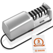 Electric Knife Sharpener for Kitchen Knives, 3Stage Professional Sharpener with Diamond Abrasive Wheels and Precision Angle Guide