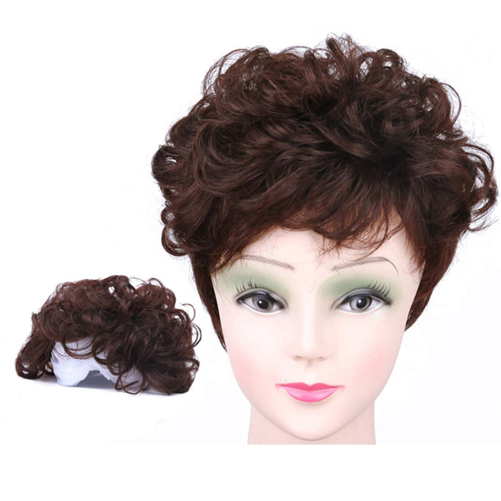 Unisex Black Short Wavy Human Hair Wiglet Topper For Women 6 Inch Clip In Toupee For Thinning Hair Off