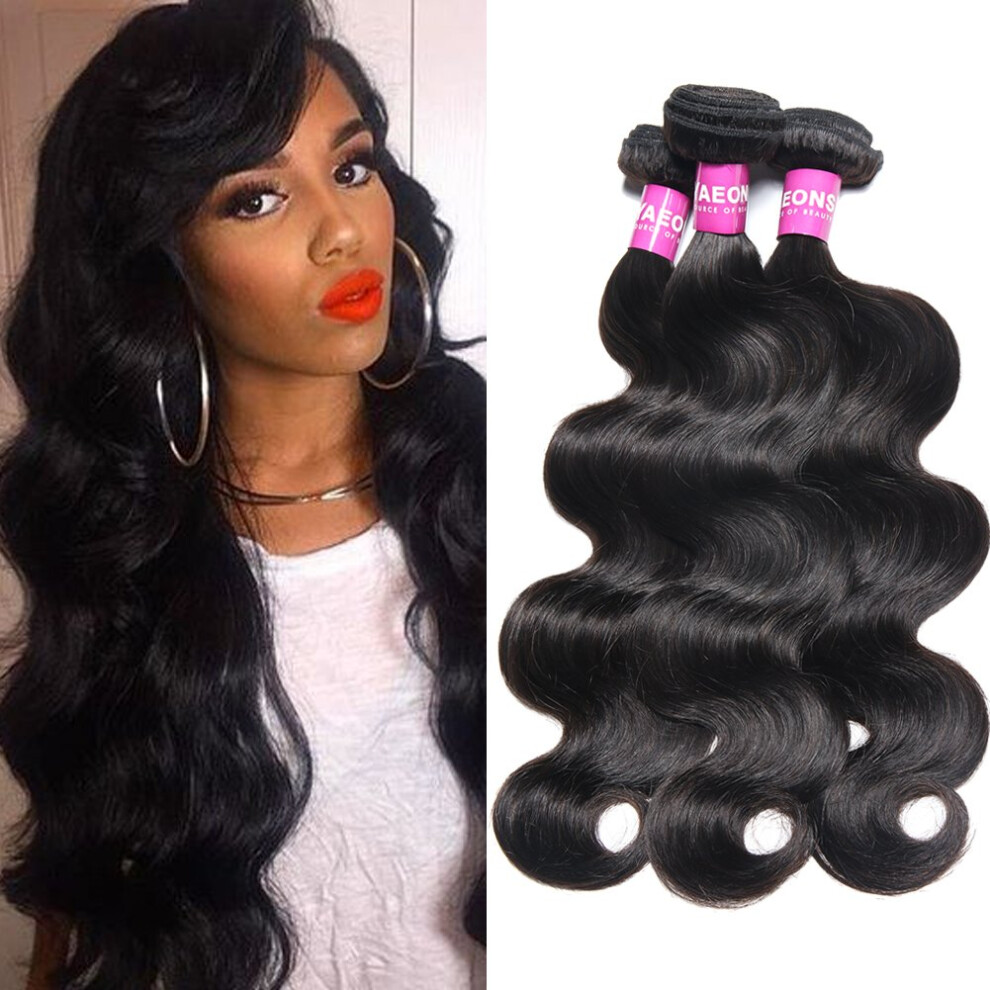 Peruvian Body Wave Hair Bundles 8A Grade Virgin Human Hair Weave Natural Black 3pcs 12 14 16