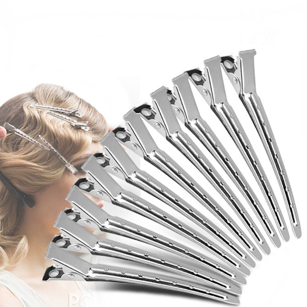 12PCS Stainless Steel Hairdressing Clips for Salon Hair Sectioning and Styling