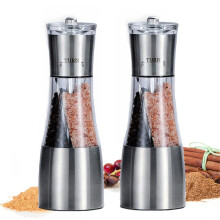 Dual Salt and Pepper Grinder Adjustable Ceramic Stainless Steel 2 in 1 Spice Mill Set for Kitchen