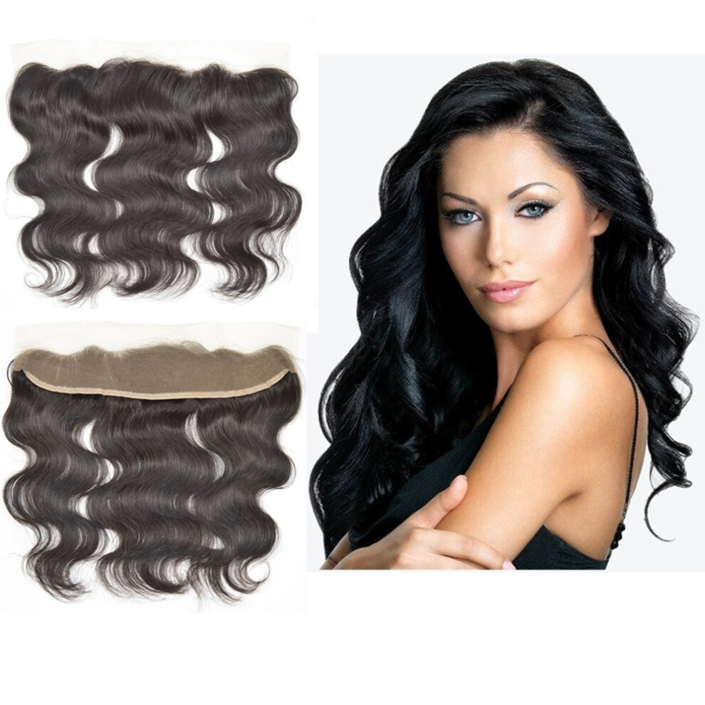 Virgin Brazilian Hair Frontal 13x2 Body Wave Bleached Knots with Baby Hair 14 Inch Natural Hairline