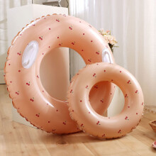Retro Striped Inflatable Pool Float Swimming Ring with Strong Buoyancy and BiteMark Design (Orange)