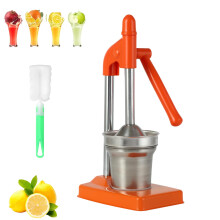 Manual Citrus Juicer Heavy Duty Cast Iron Lemon Squeezer for Oranges with NonSkid Base, Orange