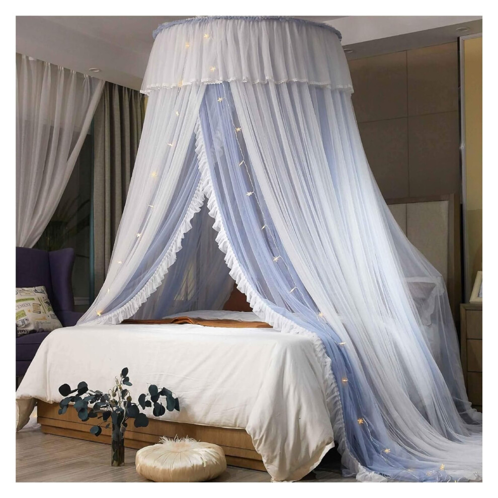 Mosquito Net Bed Canopy Curtain Double Layer Dome Princess Tent 2.2M 360 Insect Protection Grey
