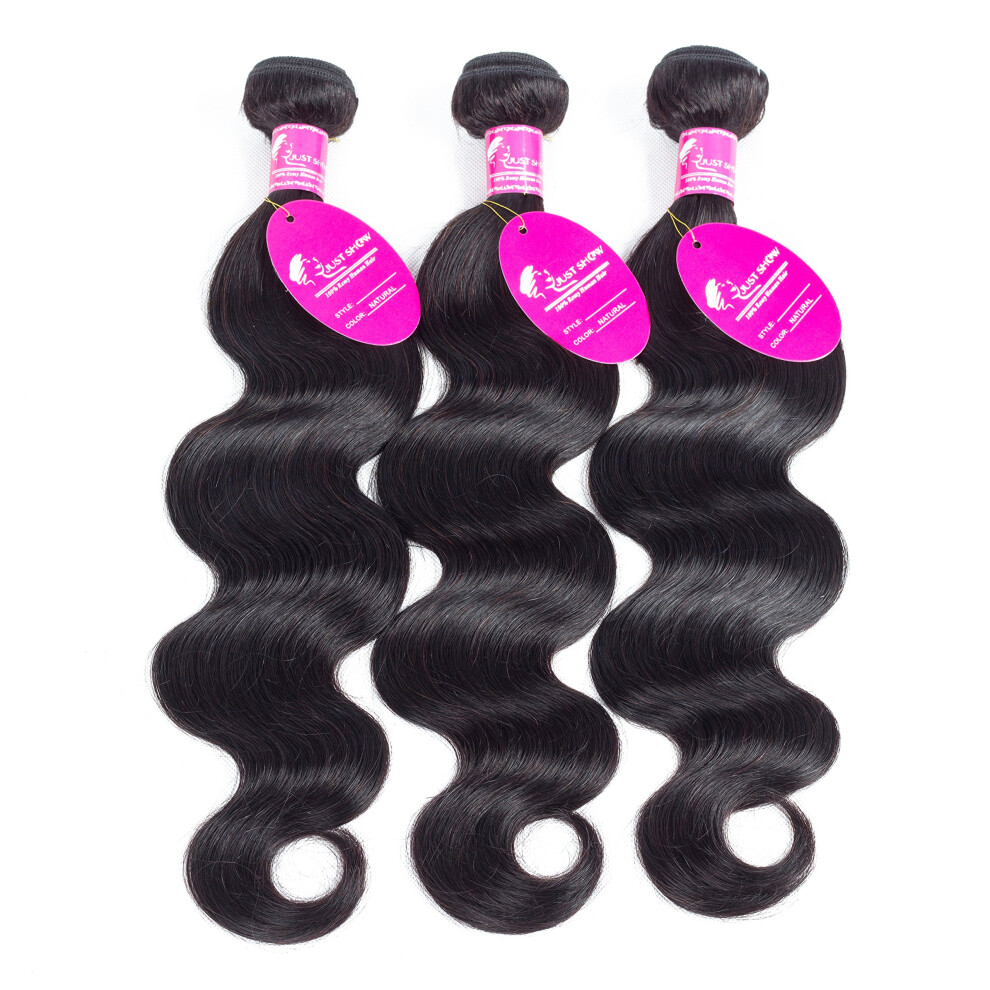 Unisex Black Brazilian Virgin Human Hair Bundles Body Wave Natural Remy Extensions 1014 Inch