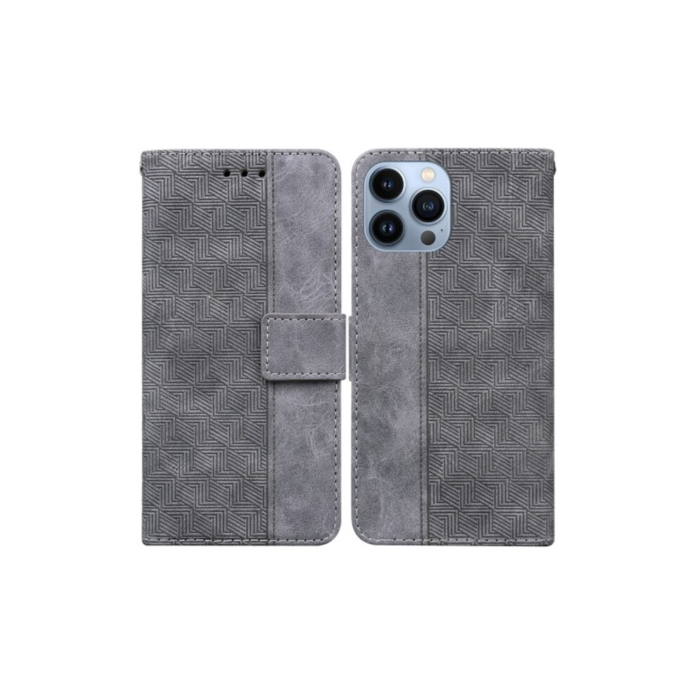 Compatible With Iphone 14 Pro Max Case Geometric Leather Grey 9377112406718