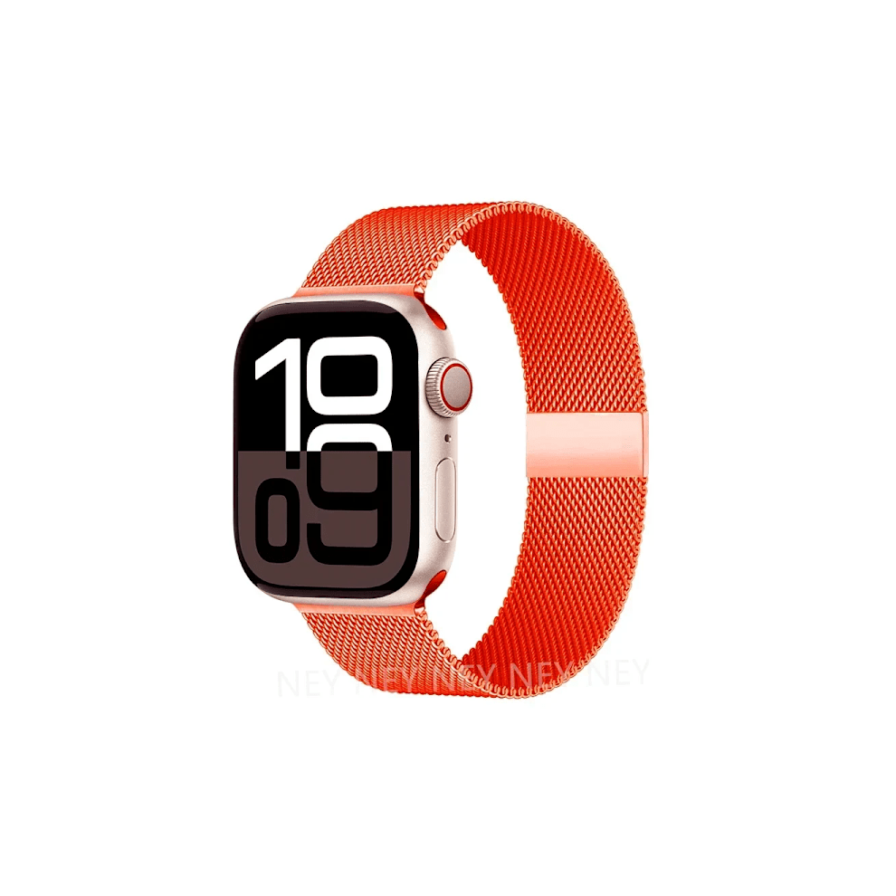 Milanese Loop Band Compatible With Apple Watch 38-49Mm, For Iwatch Series 10 9 8 7 6 5 Se Ultra 2, Starlight (S10) Orange 9377112407012