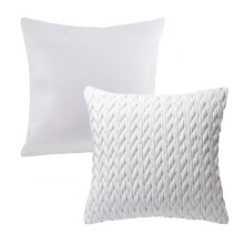 Phantoscope Decorative Throw Pillow Set, Soft Silky Velvet & Quilt Striped Velvet Series Cushion Bundle, for Sofa Couch Bedroom, White, 18" x 18"