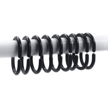 YZhouD Black Shower Curtain Hooks, 12pcs Plastic Shower Curtain Rings, C Rings Hook Hanger for Bathroom Shower Window Rod