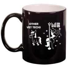 Vet Tech Superstar Unicorn Funny Ceramic Coffee Mug Tea Cup Gift (11oz Gloss Black)