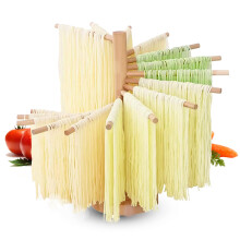 Wooden Pasta Drying Rack with 16 Removable Arms, Foldable Beech Wood Noodle Stand for Kitchen