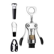 Wine Opener Set with Heavy Duty Wing Corkscrew, Foil Cutter, Vacuum Stopper, Zinc Alloy for Kitchen and Bar