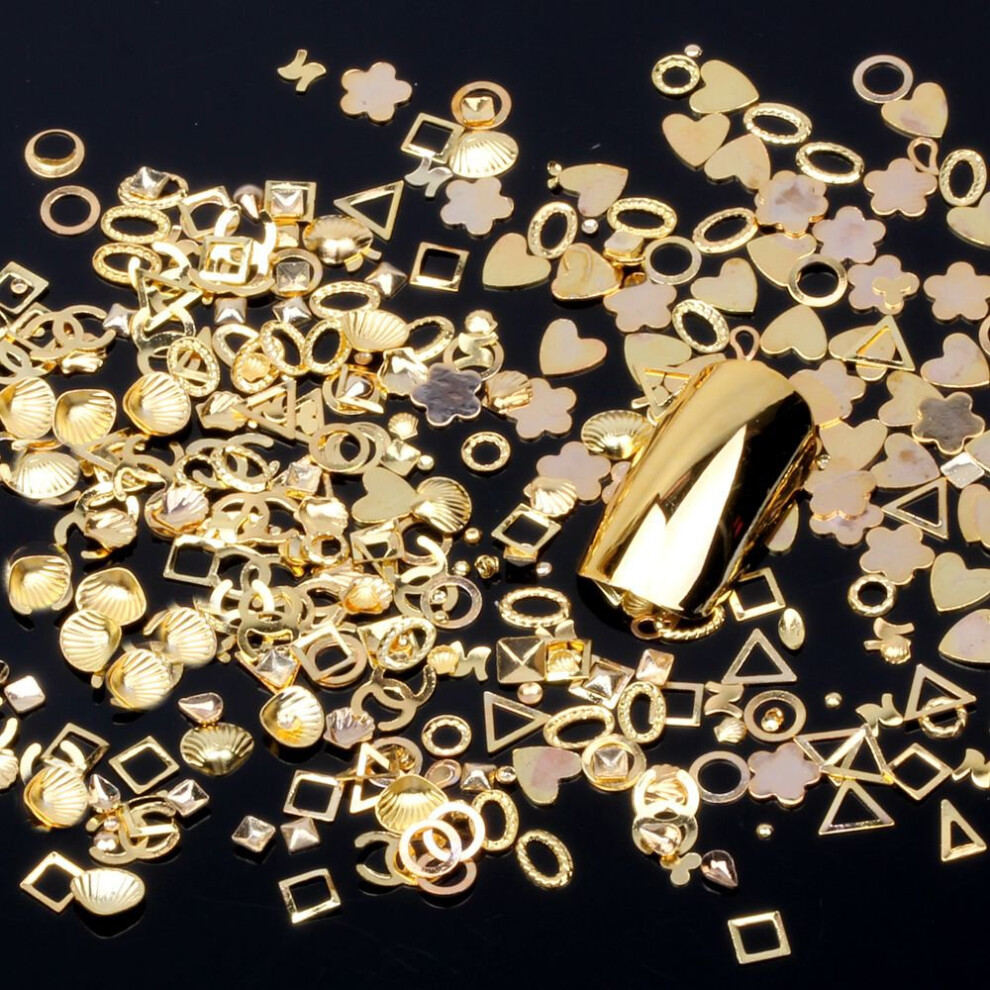 Gold 200Pcs Metal Nail Art Decorations Mixed Sea Shell Starfish Charms For Diy Manicure