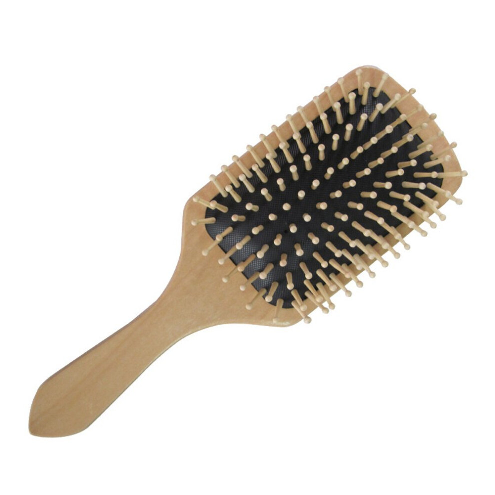 Wooden Paddle Hair Brush for Gentle Scalp Massage and Smooth Detangling Wet or Dry Hair