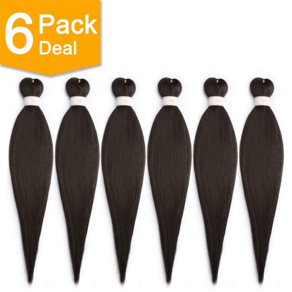 Unisex Prestretched Synthetic Braiding Hair 22 Inch Yaki Texture For Box Braids Hot Water Setting