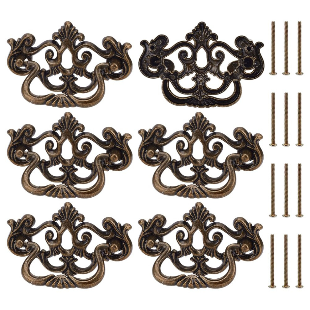 6 Pack Vintage Drawer Pulls Antique Bronze French Pattern Cabinet Handles For Dresser Wardrobe 9070919708824