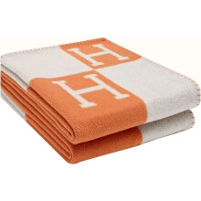 Cashmere Plaid Throw Blanket Ultra Soft Thick Knitted Warm Shawl for Sofa Couch Bed Orange