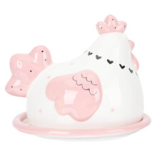Ceramic Butter Dish with Lid Airtight Seal Embossed Chick Design Durable for Kitchen Storage