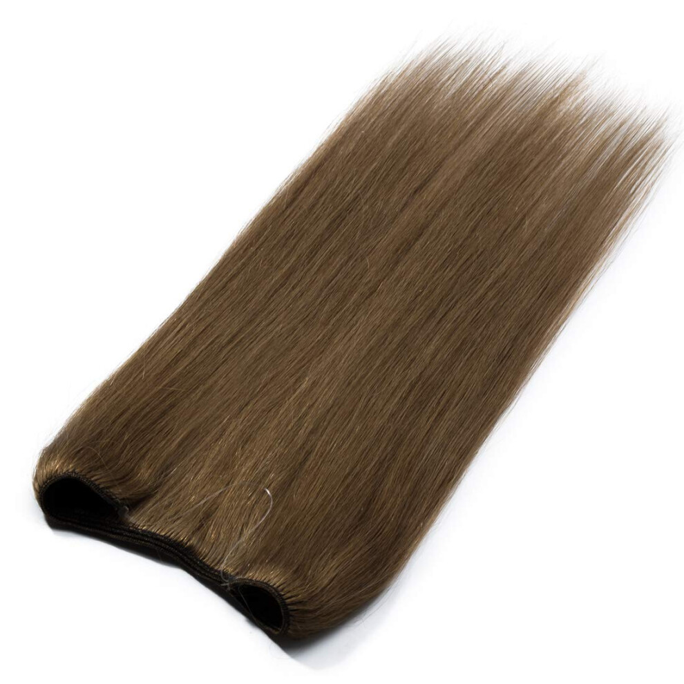 Unisex Brown Halo Hair Extensions Remy Human Hair Wavy Invisible Wire For Women 20 Inch Light 70G