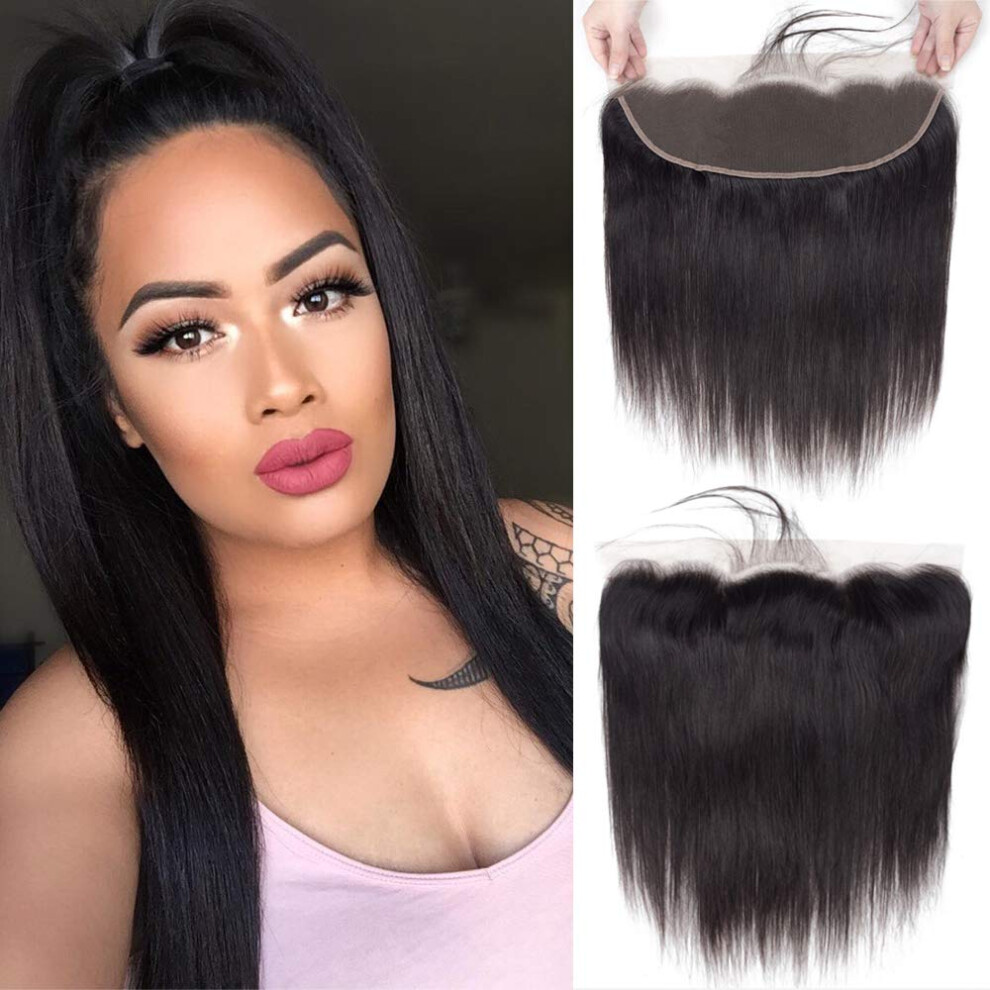 Brazilian Straight Human Hair Lace Frontal 13x4 Ear to Ear with Baby Hair Natural Hairline 20'
