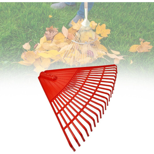 21 Tines Lawn Rake Head Replacement for Efficient Leaf Removal, Lightweight Plastic, Red 1