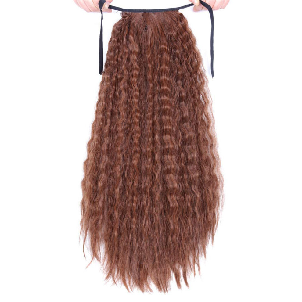 Unisex 22 Inch Kinky Curly Clip In Ponytail Extension Color #33 Synthetic Hairpiece For Women