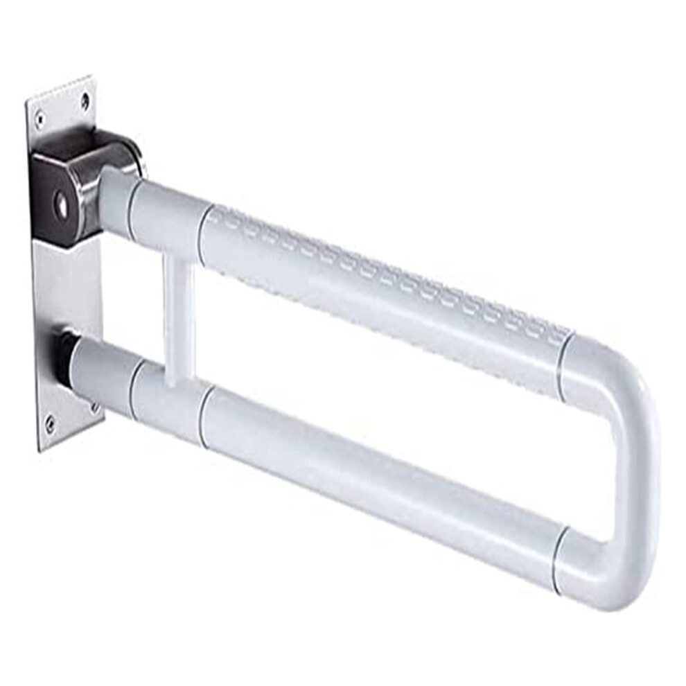 Foldable Toilet Grab Bar with NonSlip Nylon UShaped Handrail, Wall Mounted Bathroom Safety Rail
