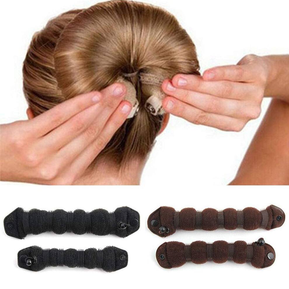 Hair Bun Maker Set Brown Chignon Shaper for Fast Styling and Secure Hold 19cm 24cm 2PCS