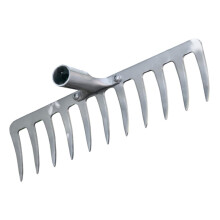 Heavy Duty 11Tine Garden Rake with Long Handle for Lawn Care, Soil Loosening and Landscaping